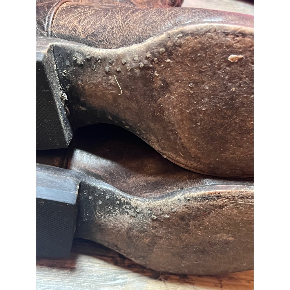 JRC & Sons Mens Brown Distressed Leather Western Roper Cowboy Boots Size 9 EE - Picture 15 of 15